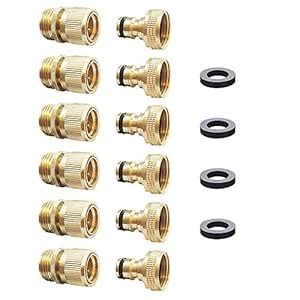 HQMPC Garden Hose Quick Connect Solid Brass Quick Connector Garden Hose ...