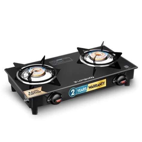 2 Burner Auto Ignition Glass Top Gas Stove | ISI Certified, Longway India
