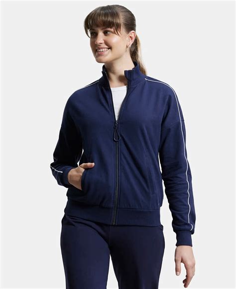 Buy Super Combed Cotton French Terry Drop Shoulder Styled Jacket with ...