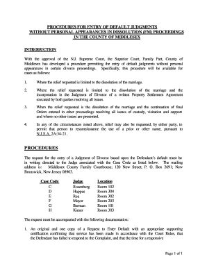 Fillable Online Procedures for Entry of Default Judgments Without ...