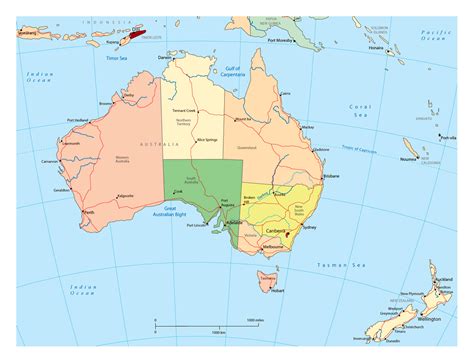Large political and administrative map of Australia with roads and ...
