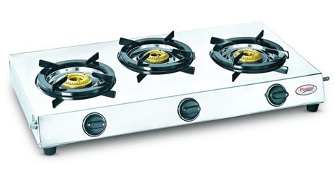 Triple cook gas stove 3 burner, ISI Certified, Stainless Steel Manual ...