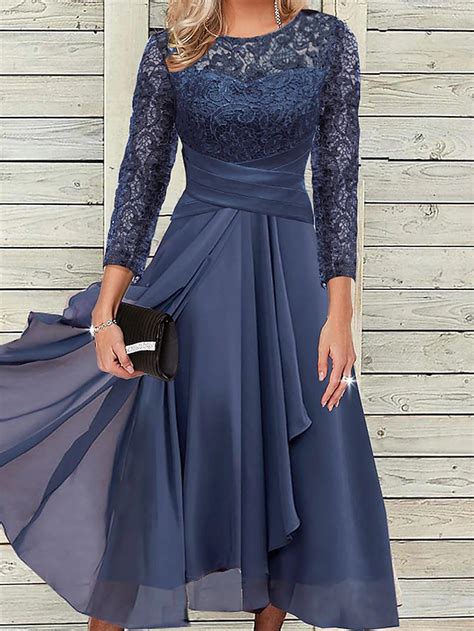 Women's Wedding Guest Cocktail Dress Elegant Lace Patchwork Prom ...