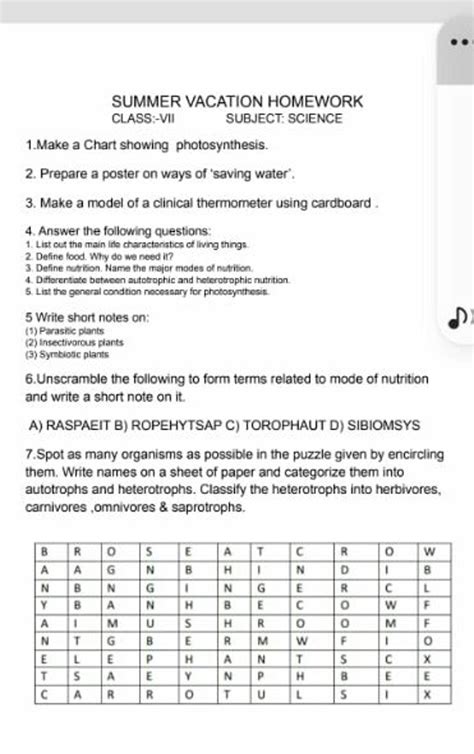 Image result for Assignment Class 7 14th Week Home Science