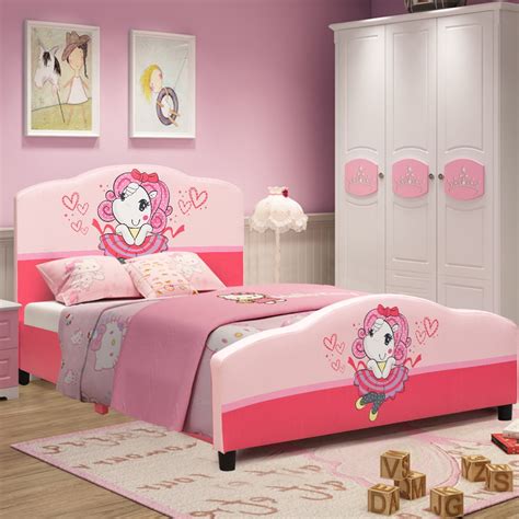 Buy Costway Kids Children Upholstered Platform Toddler Bed Bedroom ...