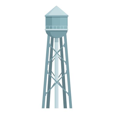 Tall water tower providing water to a town on white background ...