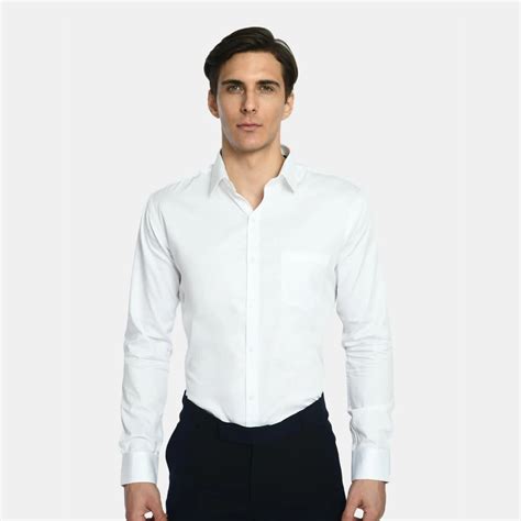 Men's White Regular Fit Solid Formal Shirt - Corporate Logo Apparel ...