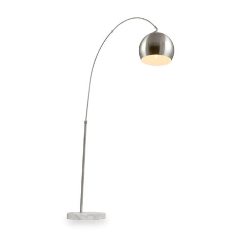 Feliciani Brushed Silver Metal and White Marble Floor Lamp | Roseland