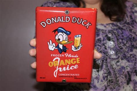 DONALD DUCK ORANGE JUICE Soda Pop Porcelain Embossed Metal Gas Oil Sign ...