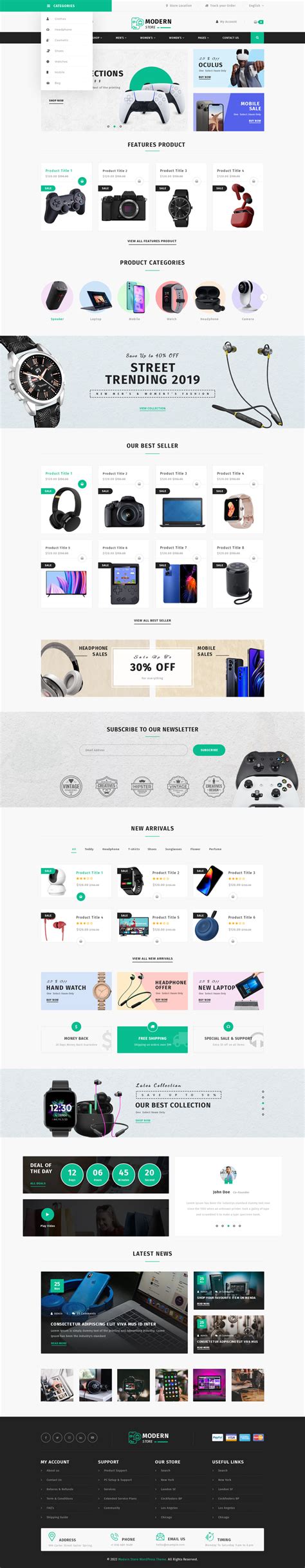 Modern Store WordPress Theme For Sophisticated Store Websites.