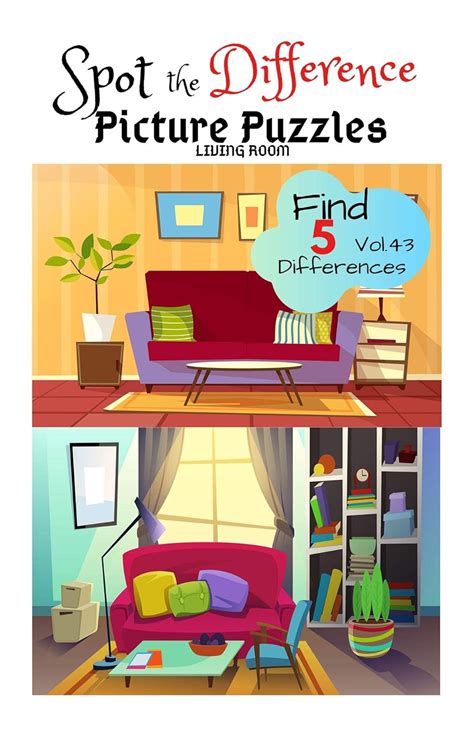 Spot the Difference Picture Puzzles "LIVING ROOM" Find 5 Differences ...
