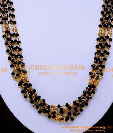Buy Trendy Black Crystal with Gold Beads Necklace Design