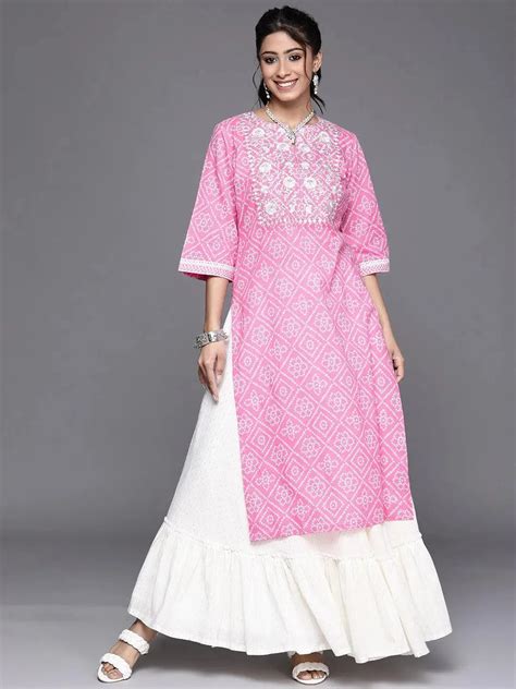 Buy Pink Yoke Design Cotton Kurta Online at Rs.639 | Libas