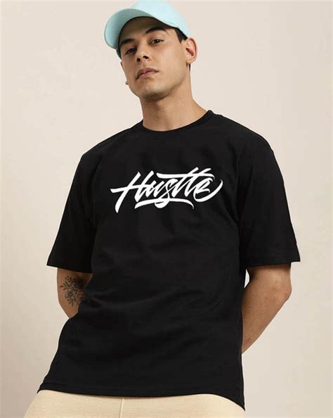 Shop Black Printed oversized T shirt online in India - Veirdo