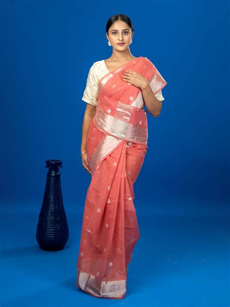 Shop Polka Pink Venkatagiri Saree by Ushvii Today