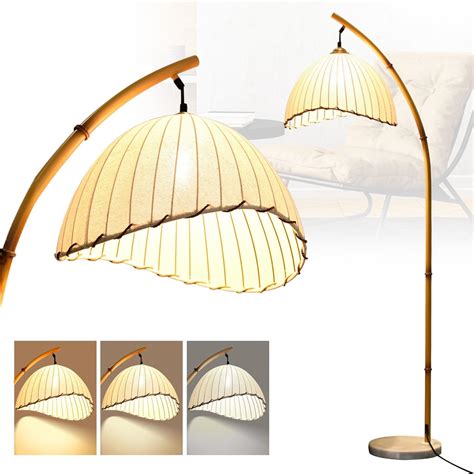 Retro Floor Lamp Unique Bamboo Color Floor lamp Bohemian Hanging Arc ...
