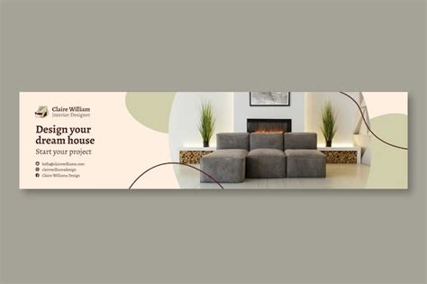 Hand drawn interior designer linkedin banner | Free Vector