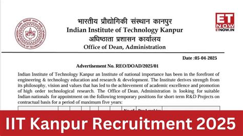 IIT Kanpur Recruitment 2025: Monthly salary up to Rs 2.09 lakhs - Check ...