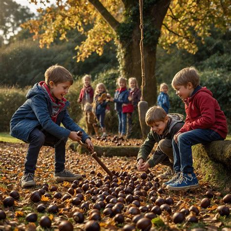 Premium Photo | A nostalgic image of children playing a game of conkers ...