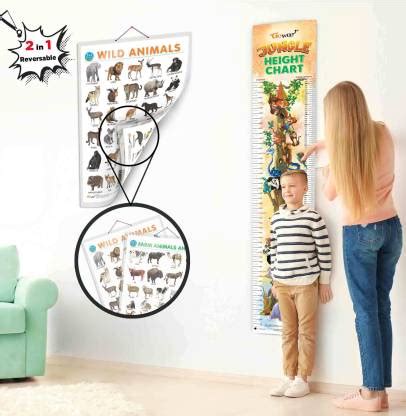 2 IN 1 WILD AND FARM ANIMALS & PETS and JUNGLE HEIGHT CHART | Set of 2 ...