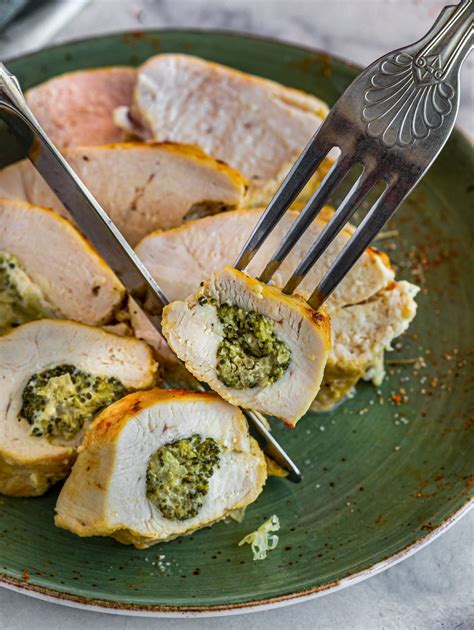 Cheesy Broccoli Stuffed Chicken Breasts - CheekyKitchen