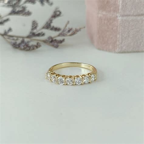 Jeluxa™ Moissanite Half Eternity Ring – Round Cut Wedding Ring for Wom