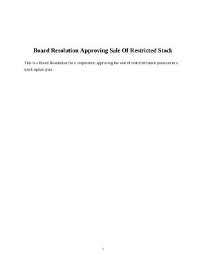 Board Resolution Approving Sale Of Restricted Stock - Fill Out, Sign ...