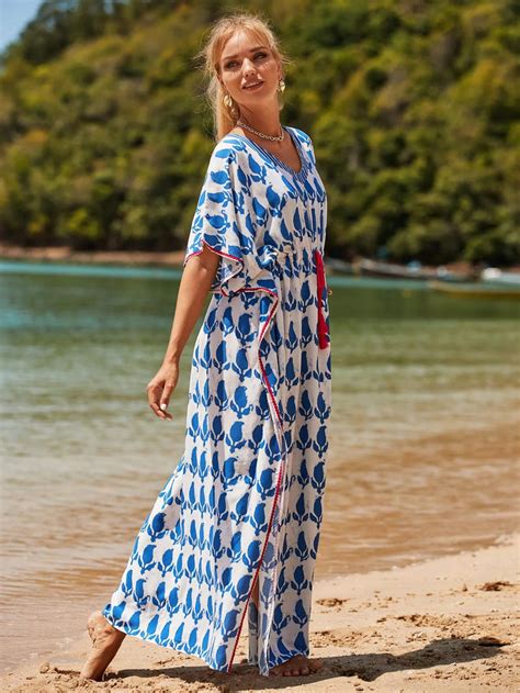 Leaf Print Beach Kimono Maxi I Beachwear | The Beach Company India