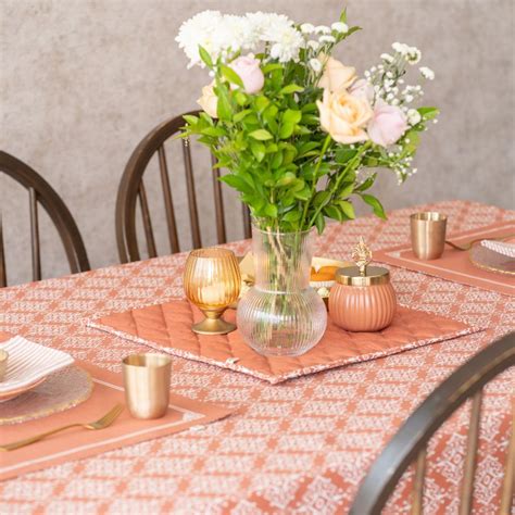 Wipeable & Anti-Slip Cotton Table Linen | Table Cloth | Agra Red ...