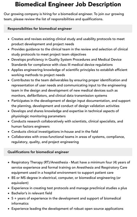 Biomedical Engineering Job Description 的图像结果
