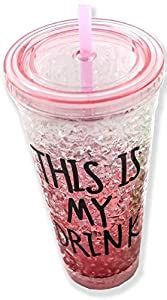 APstar Pink Transparent Glass with Straw 450 ml 450 ml Sipper (Pack of ...
