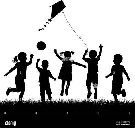 Silhouette Of Kids Playing