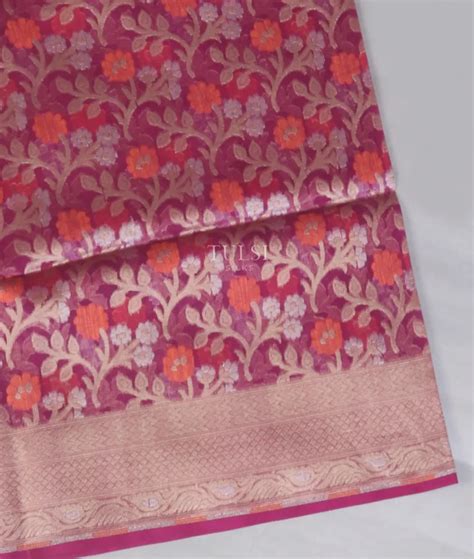 Buy Purple Banaras Organza Saree T544332