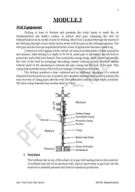 Module 3 - Lecture notes 3 - MODULE 3 Well Equipments Drilling is done ...