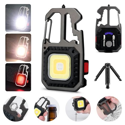 VELOMAX Keychain COB Flashlight with Tripod 7 Modes 3 Colour, Keychain ...