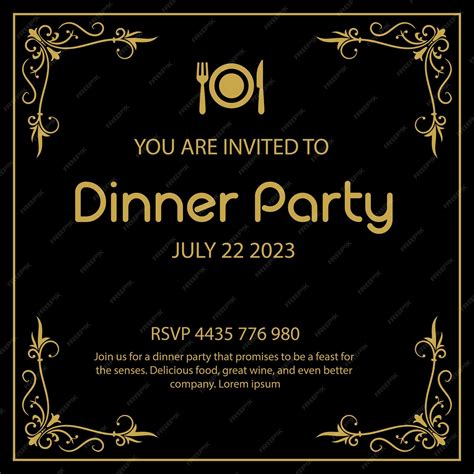 Dinner party invitation dinner party invitation template free | Premium ...