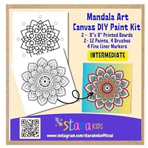 Stara KIDS Mandala Art Intermediate DIY Painting Kit - 2 8" x 8” Pre ...