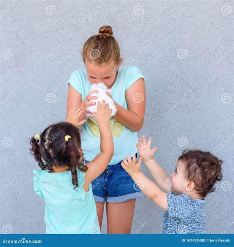 Three Happy Kids Playing with Bunny Rabbit. Stock Photo - Image of ...