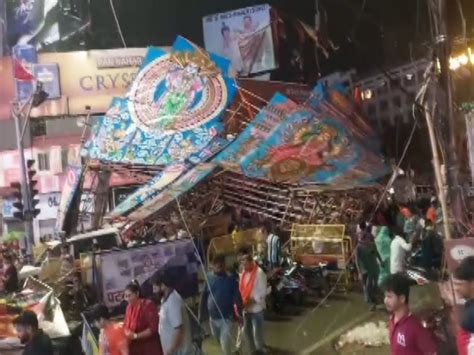 Bihar: Heavy winds cause destruction of pandal in Dak Bungalow; no injuries