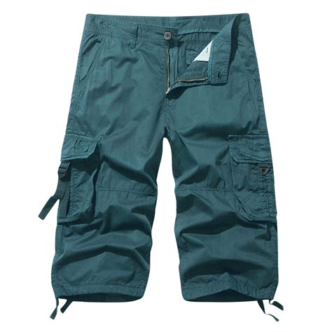 IROINNID Men's Belted Cargo Long Shorts Inseam Below Knee Length Multi ...