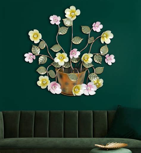 CraftVatika Metal Flower Pot Large Wall Art Mounted Hanging Decoration ...