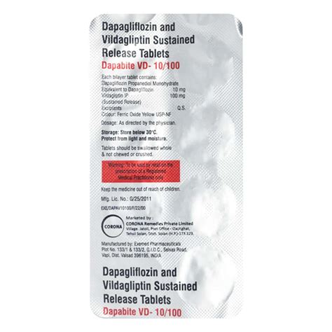 Dapabite Vd 10/100mg Strip Of 10 Tablets: Uses, Side Effects, Price ...