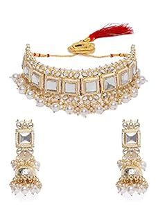 Buy ZAVERI PEARLS Gold Tone Wedding Collection Kundan & Pearls Choker ...