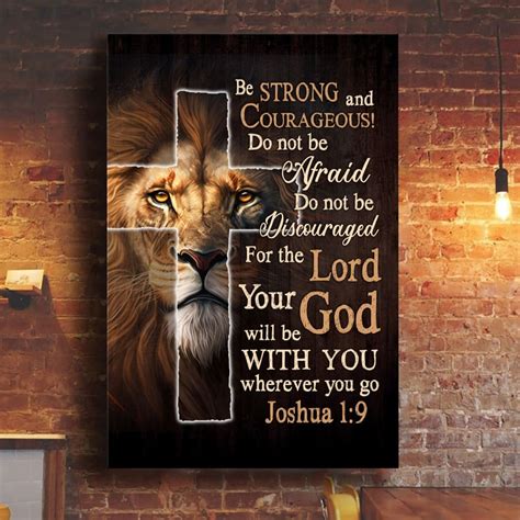 Lion Of Judah Be Strong And Courageous Joshua 1:9 Wall Art Canvas Print - Christ Follower Life