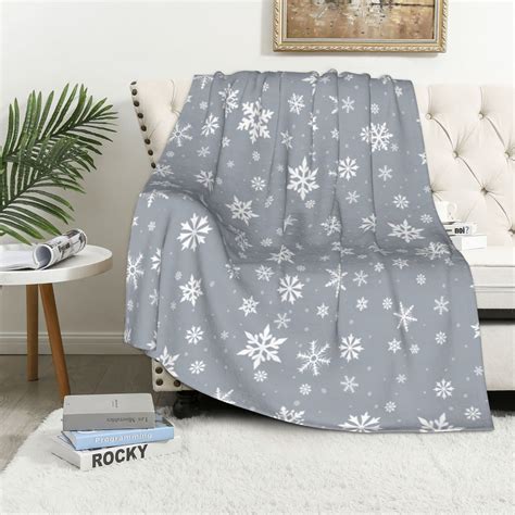 Amazon.com: FJPT Christmas Throw Blanket Gray Snowflake Throw Blanket ...