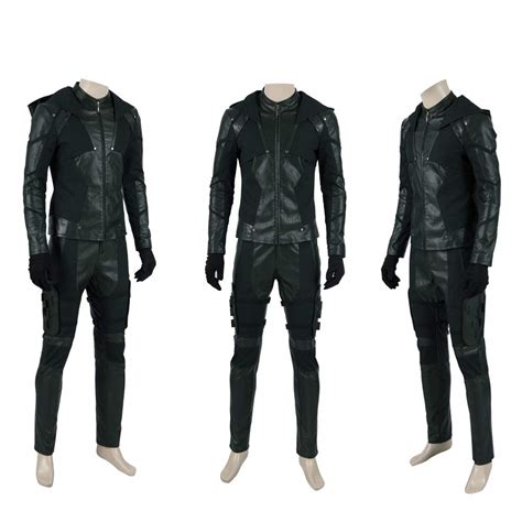 Arrow Oliver Queen Costume Mens Deluxe PU Leather Cosplay Uniform Suit ...