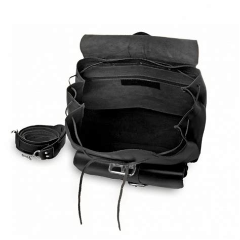 Leather Backpack Kouros 403, Black Flower Print