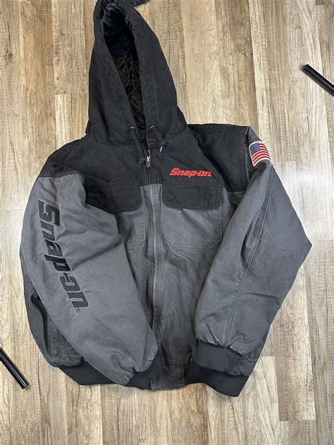 Snap On Tools Mens Jacket Coat Duck Canvas Hooded Gra… - Gem