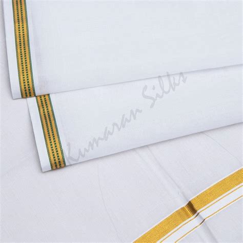 8 Muzham White Cotton Dhoti With Angavastram 01 – Kumaran Silks