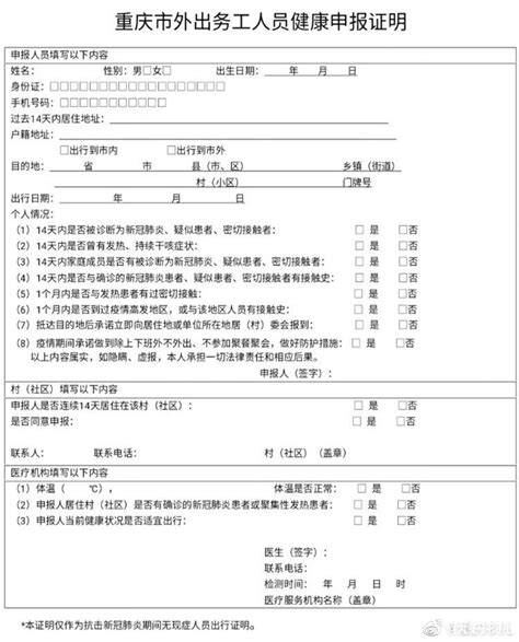 重庆市外出务工人员，免费健康申报证明这样办-重庆杂谈-重庆购物狂